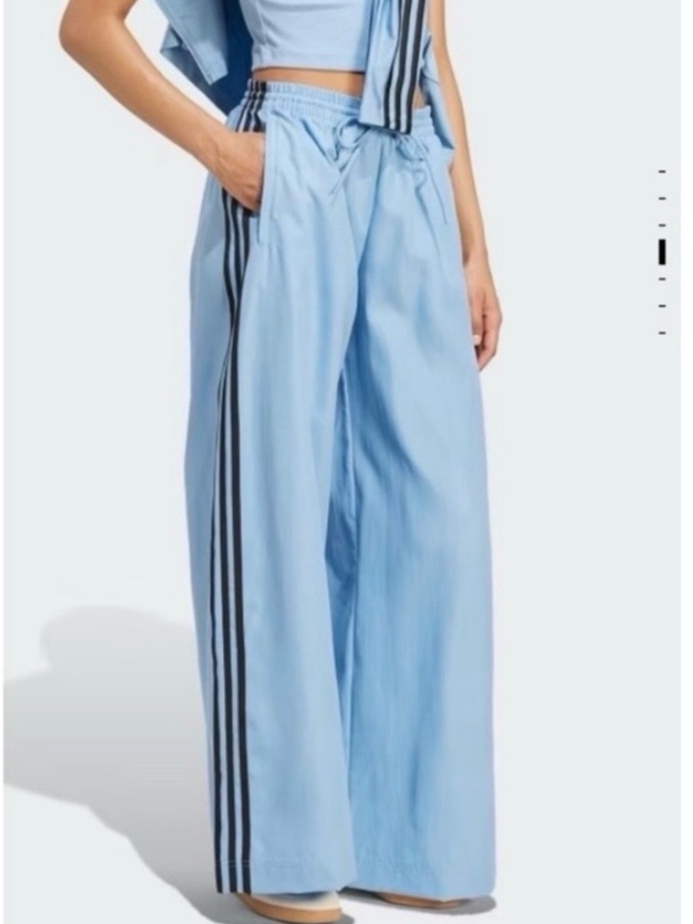 NWT Adidas Light Blue Wide-Leg Track Pants with Trefoil small